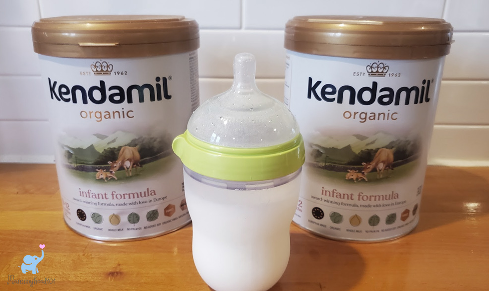 prepared bottle of kendamil organic formula