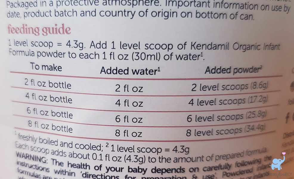 kendamil organic baby formula feeding guide