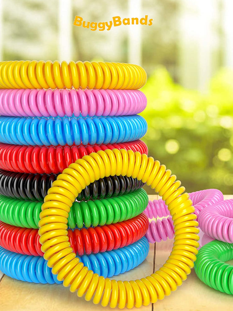 assorted colors of buggybands mosquito repellent bracelets for kids