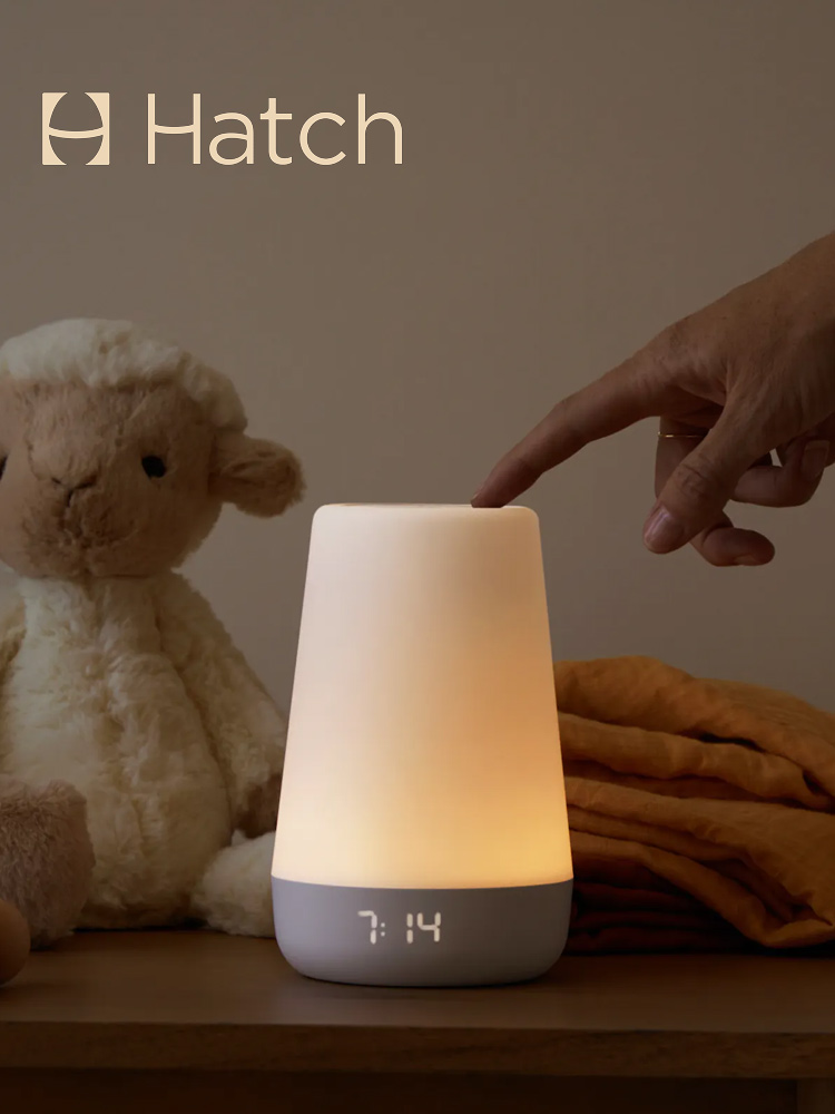 the hatch rest sound machine on a table in the nursery