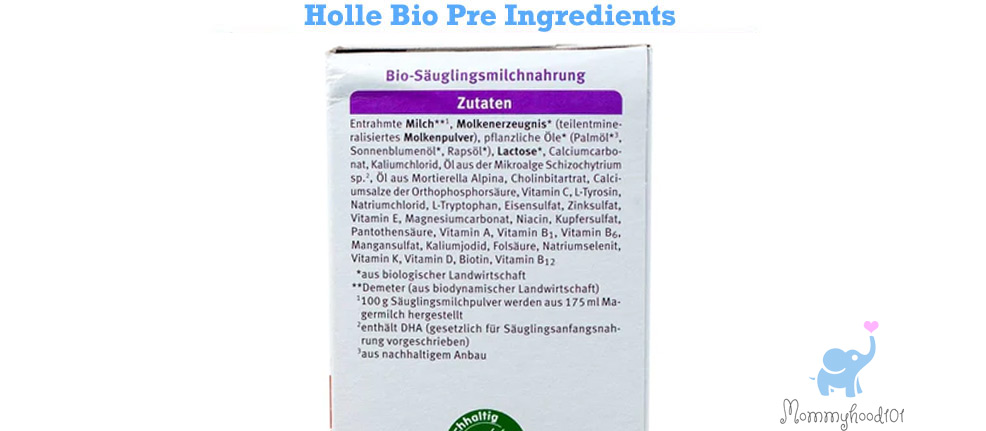 holle bio pre formula ingredients