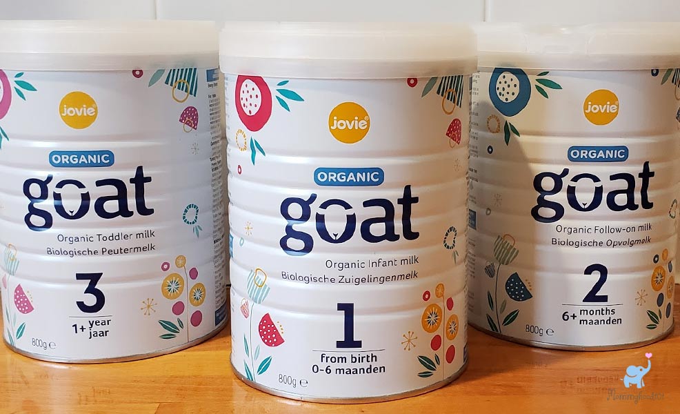 assorted stages of the jovie organic goat milk baby formula