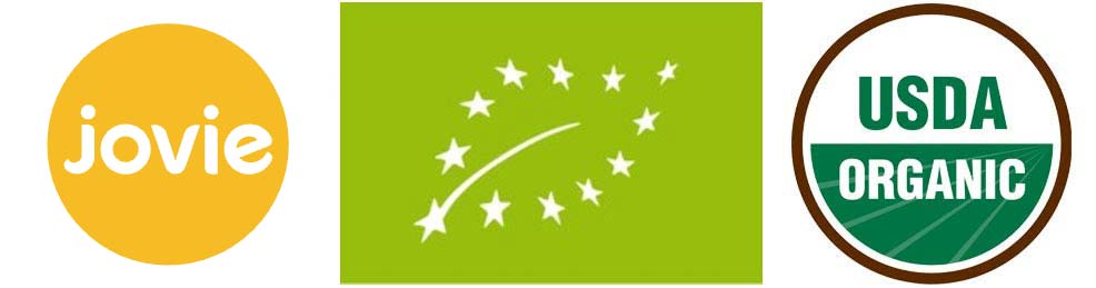 logos for jovie formula and european bio certification