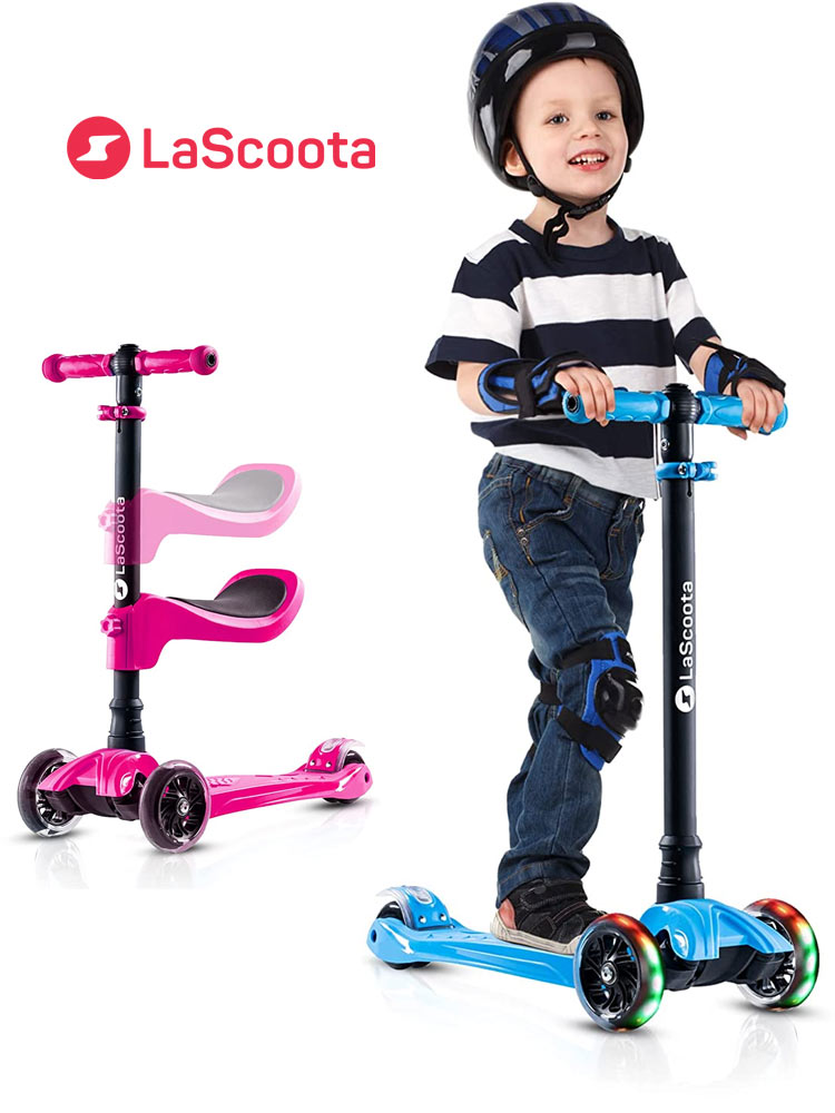 a demonstration of the adjustable seat height on the lascoota sit and stand scooter
