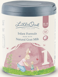 a tin of little oak goat milk formula