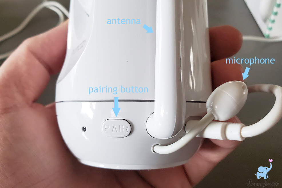 momcozy baby monitor camera close up with buttons