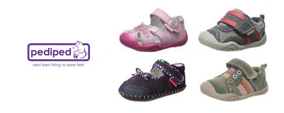assorted colors of pediped baby shoes