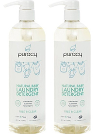a bottle of puracy natural baby laundry detergent