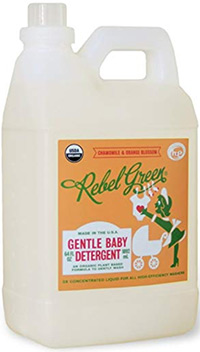 a bottle of rebel green gentle baby detergent