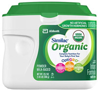 a tub of the similac organic infant formula