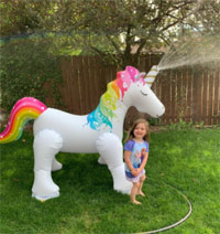 inflatable unicorn sprinkler for outdoor fun