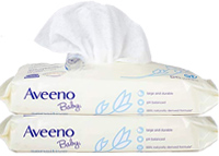 a package of aveeno baby wipes