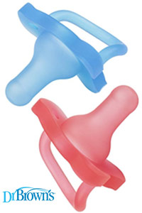assorted colors of the dr browns happypaci pacifiers