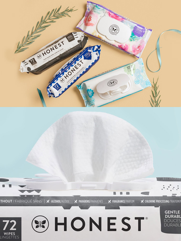 assorted packages of the honest company baby wipes