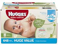 a package of huggies natural care baby wipes