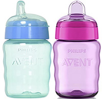a blue and pink philips avent my easy sippy cup