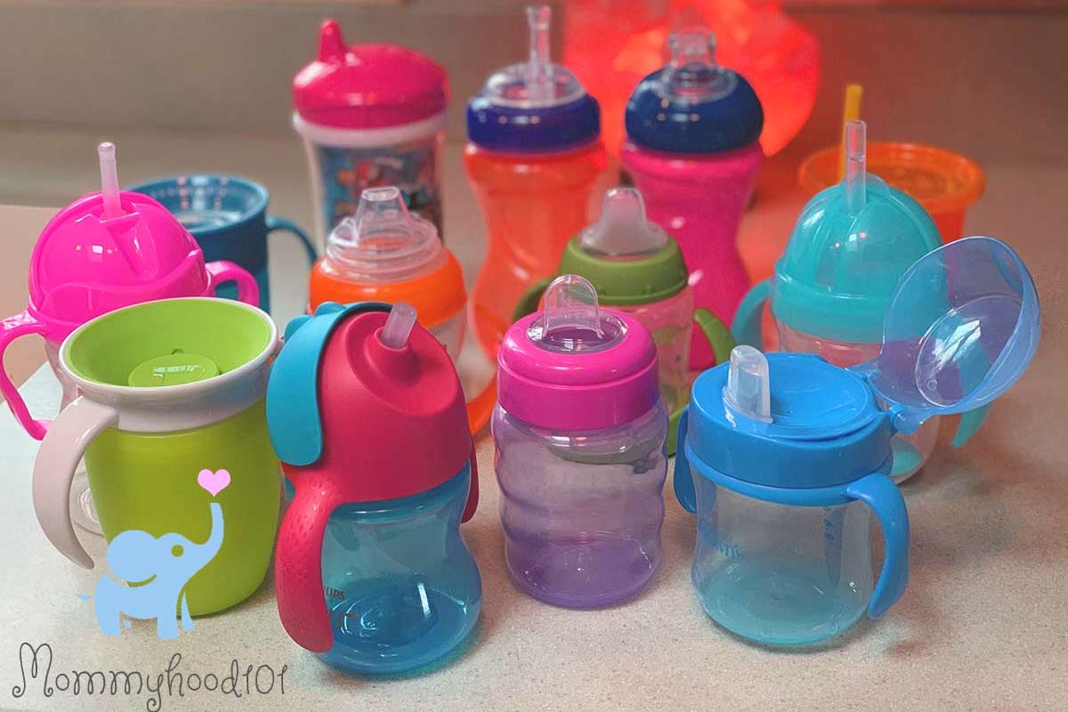 6 months+ Pink Toddler Training Cup with Handles and Spout Lid Silicone Sippy Cups for Baby Infants Spill Proof Straw Cup 5oz 