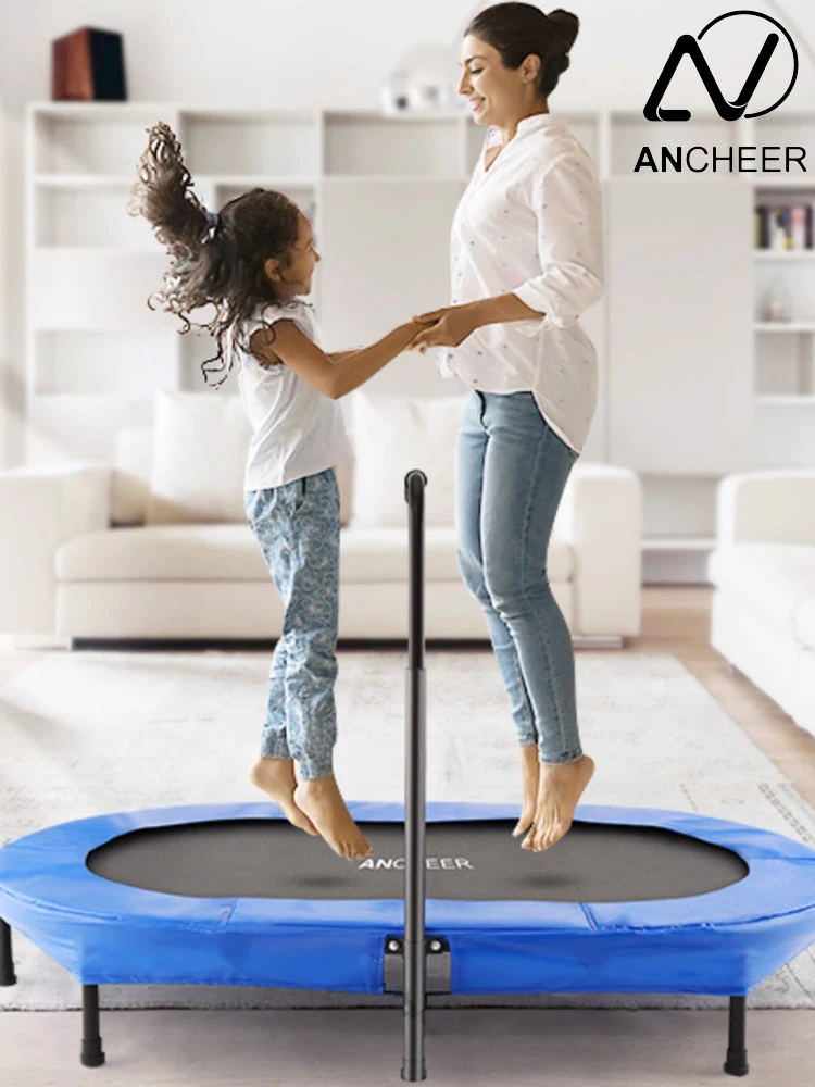 two kids jumping on the Ancheer double trampoline together