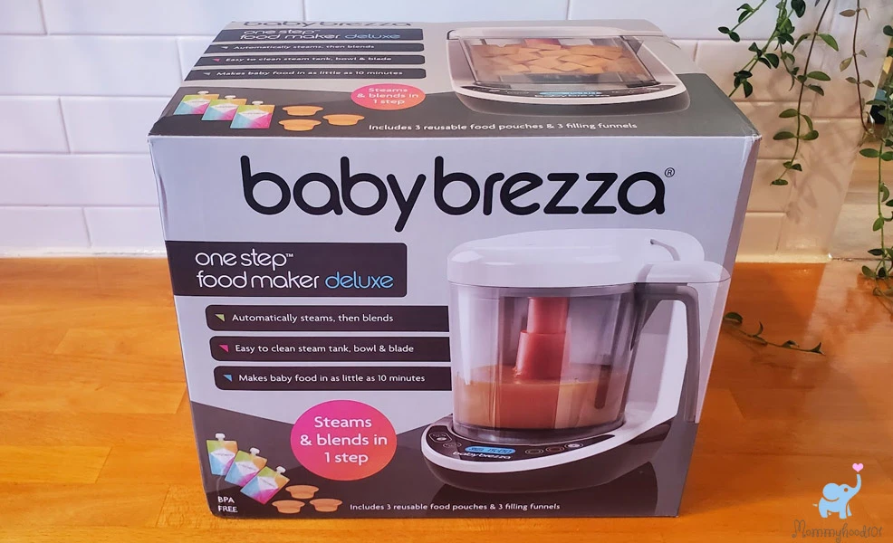 the box and packaging of the baby brezza one step food maker