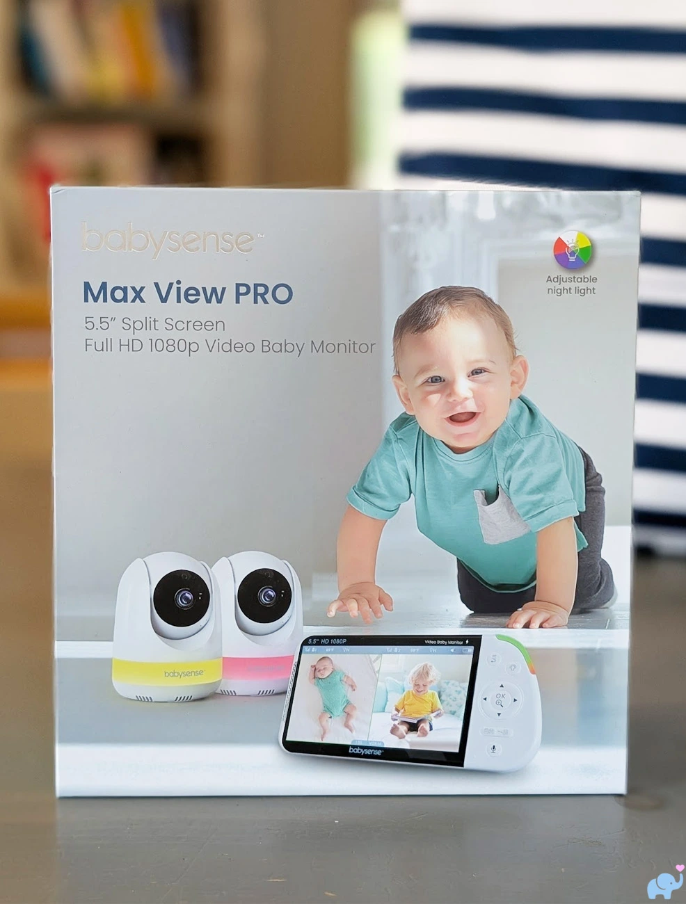 Retail box for the Babysense MaxView Pro baby monitor with two cameras