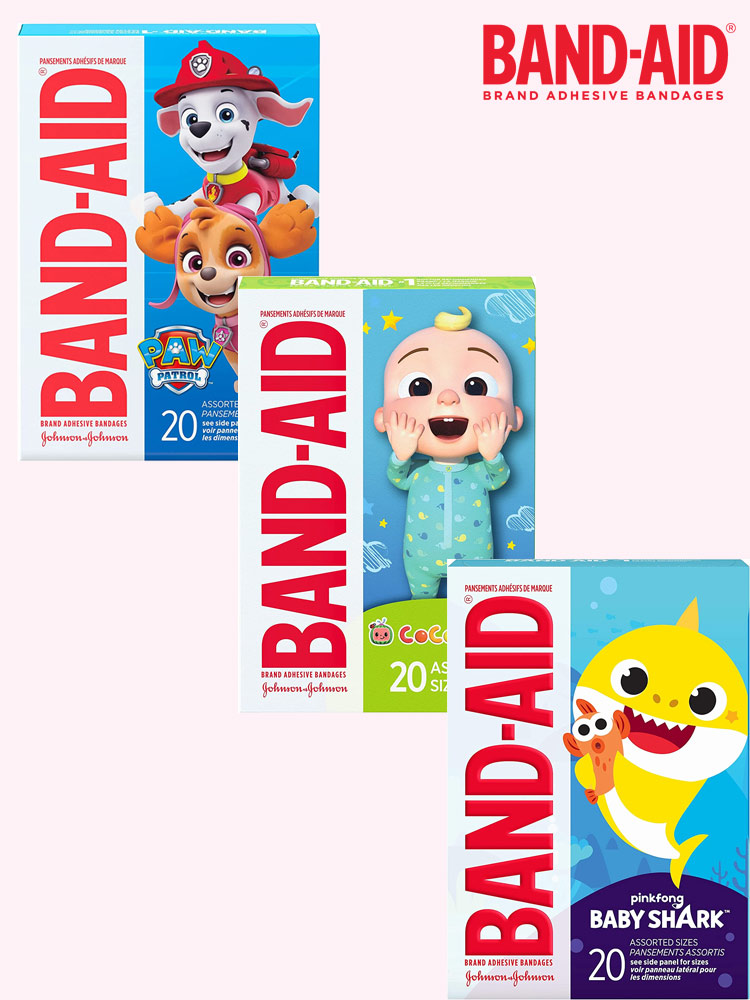 assorted patterns of the band-aid decorated bandages