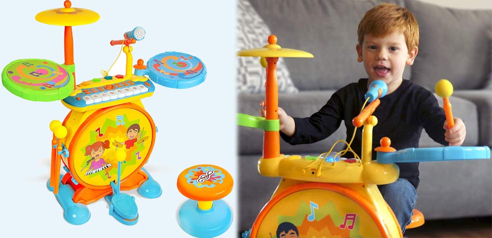 best three-year old boy gifts Toonit Jams Keyboard and Drum Set