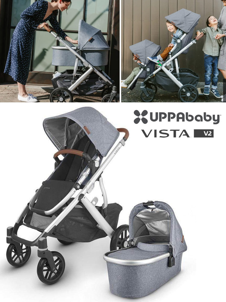 assorted configurations of the uppababy vista mesa travel system