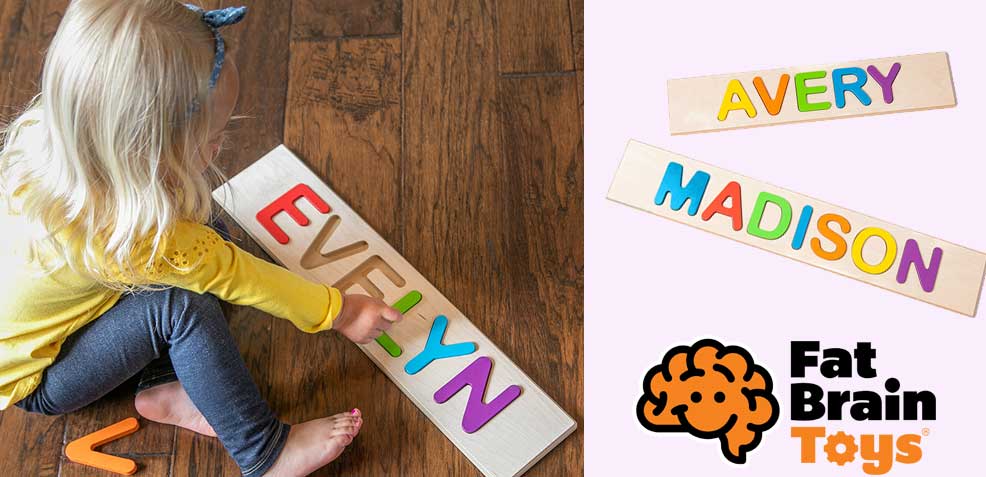 best two-year old girl gifts fat brain toys personalized name puzzle