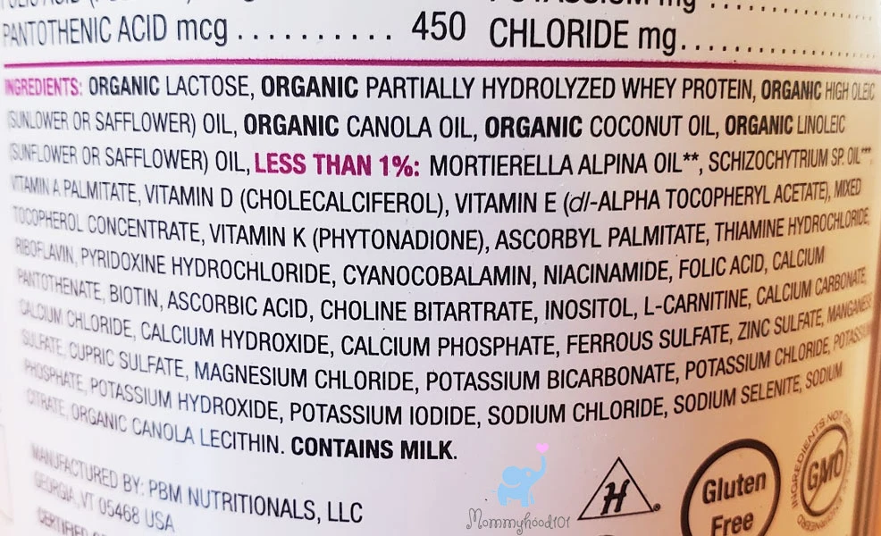 ingredients list for the bobbie gentle formula