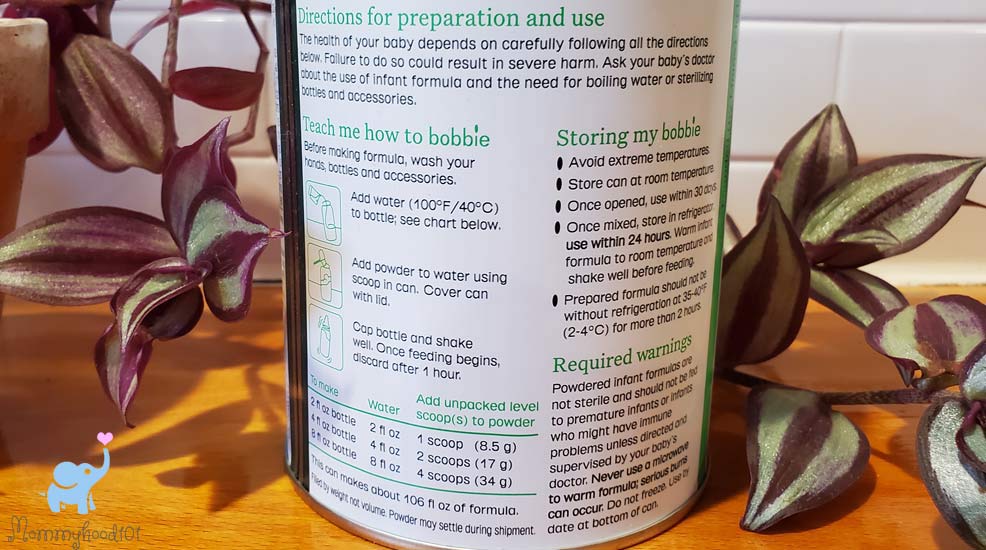 bobbie formula preparation instructions