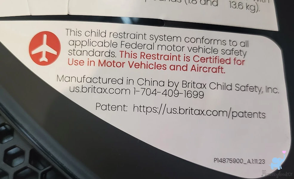 britax cypress TSA FAA approval sticker