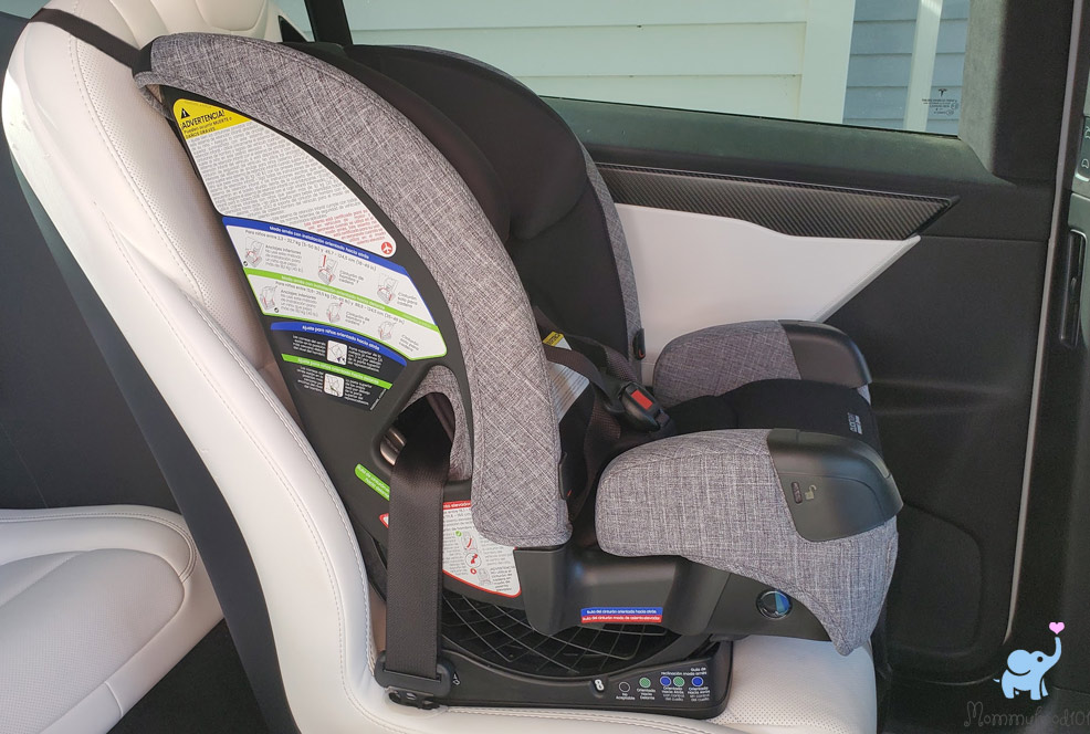 baby sitting in the britax one4life slim car seat installed forward-facing