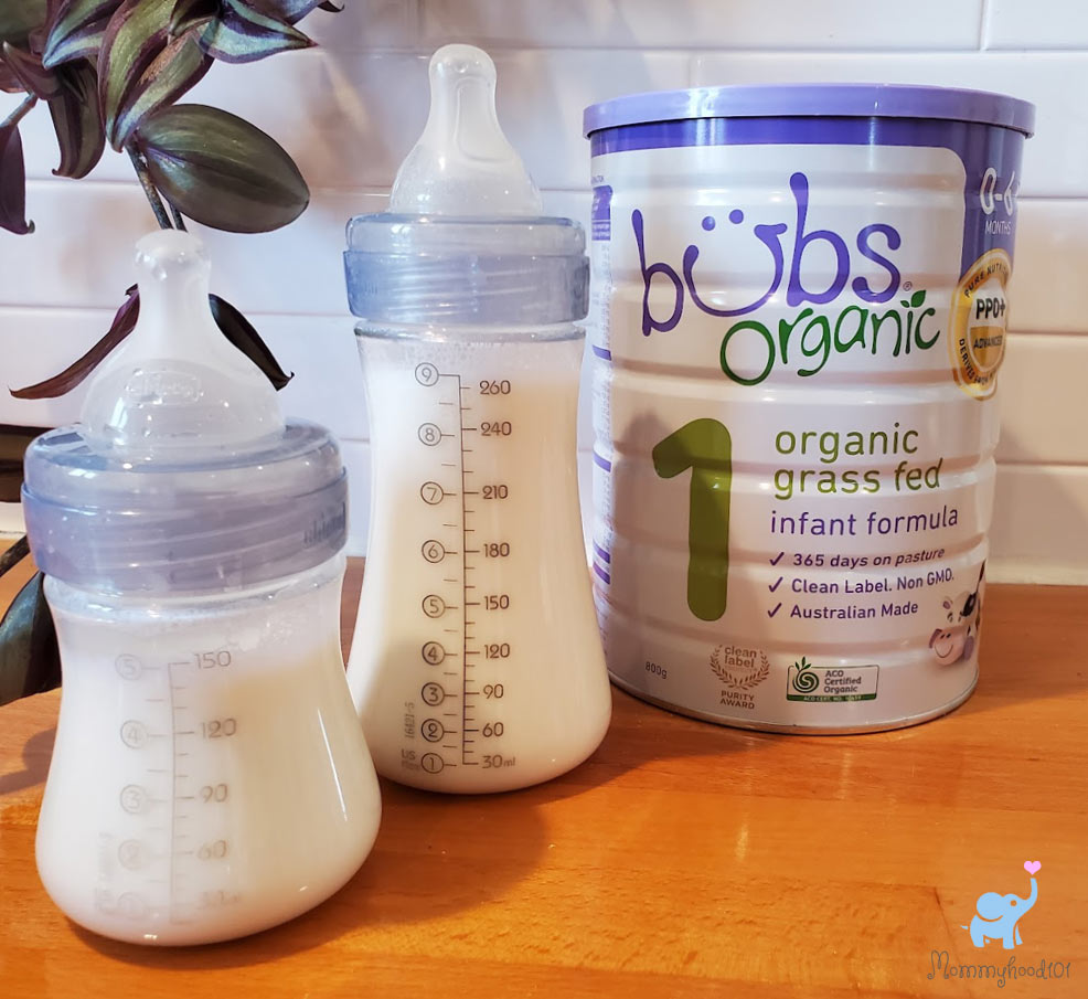 bubs organic infant formula prepared in bottles
