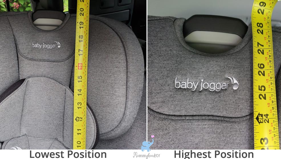 headrest heights on the baby jogger city turn car seat