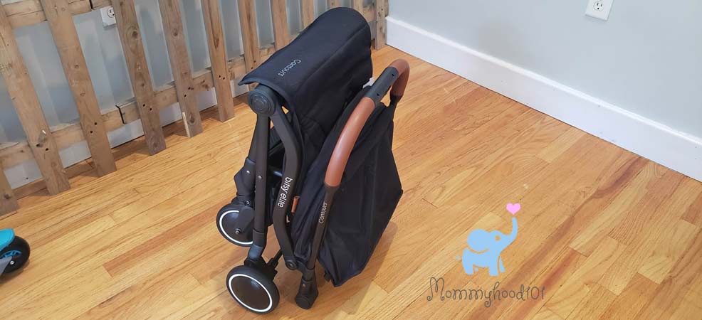 contours bitsy elite stroller folded stands on its own