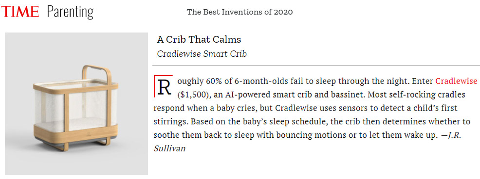 cradlewise award from time magazine parenting