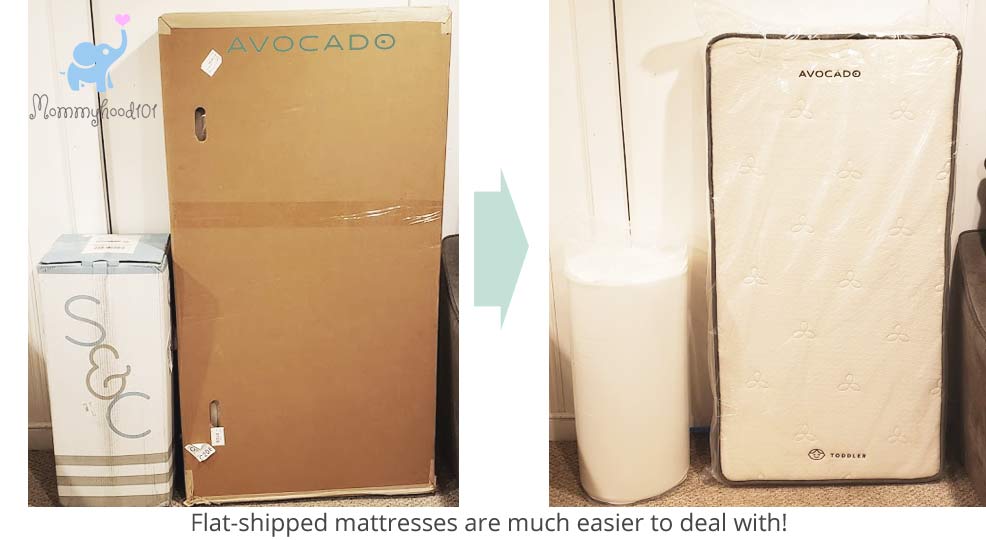 crib mattress shipping rolled up versus flat box