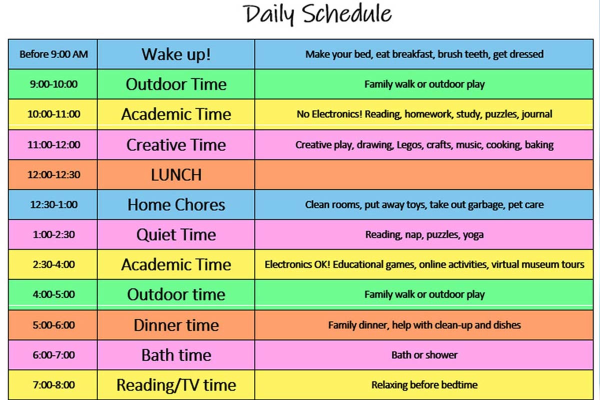kids at home schedule