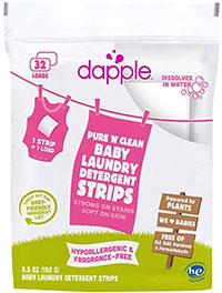 a bottle of dapple strips baby laundry detergent