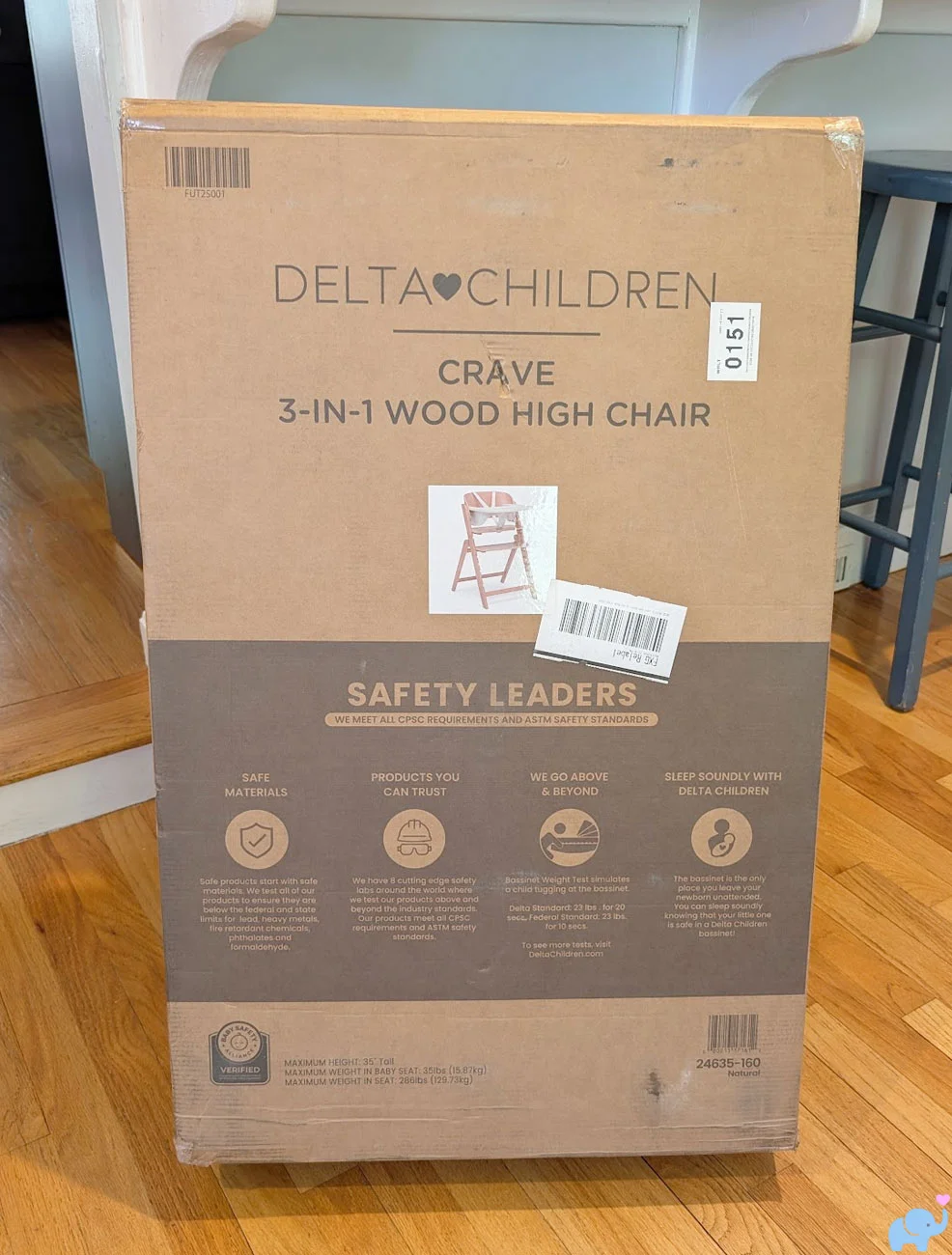 Delta Children Crave High Chair still packaged in its retail box