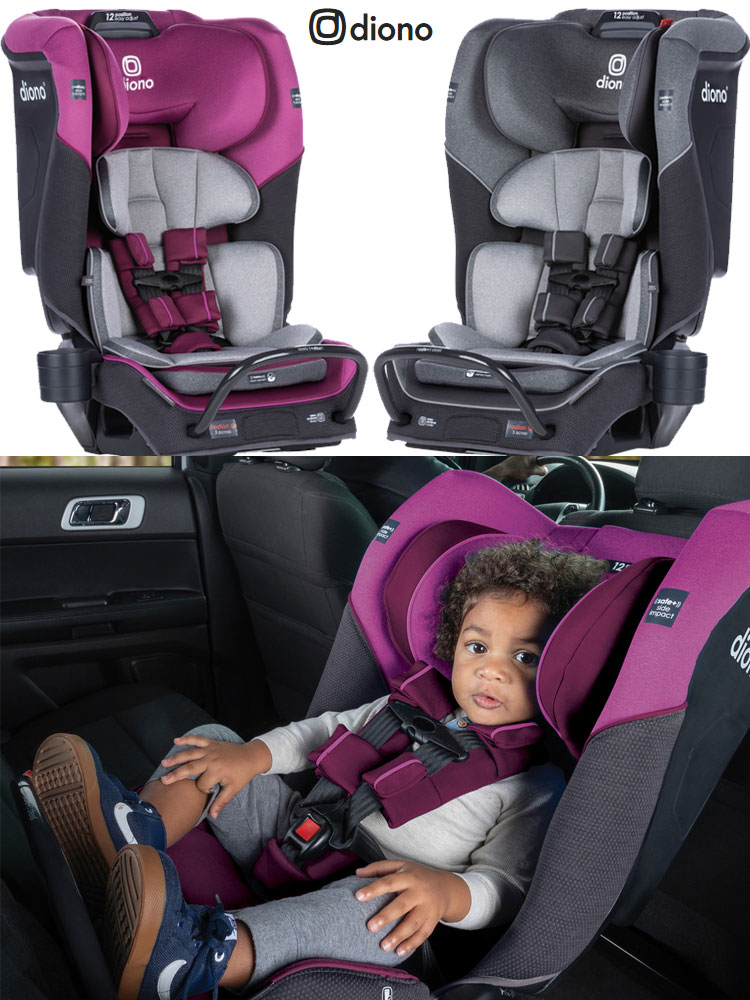 toddler boy sitting rear-facing in a diono radian 3qx convertible car seat