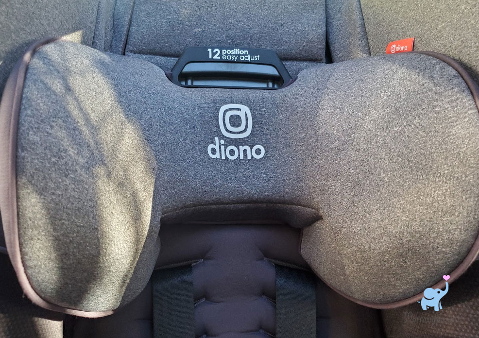 comfortable headrest on the diono radian 3qx convertible car seat