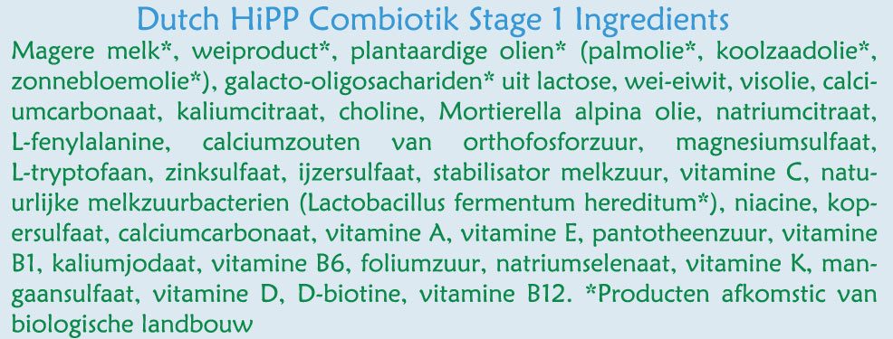 dutch hipp stage 1 formula ingredients