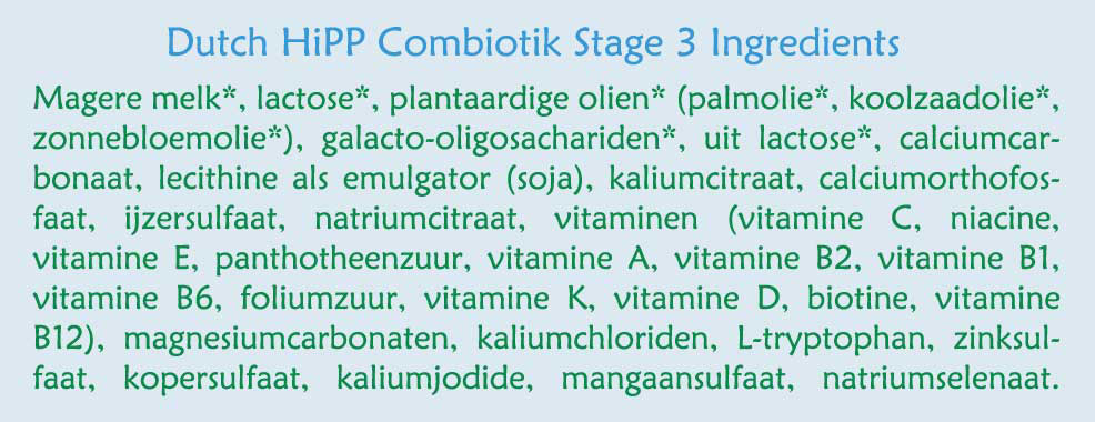 dutch hipp stage 3 formula ingredients