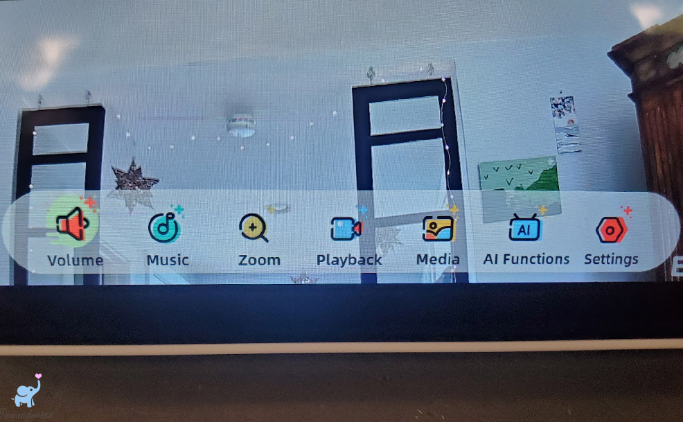 the settings menu of the ellie baby plus monitor