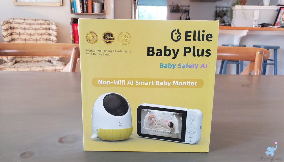 the box with the ellie baby plus baby monitor inside class=