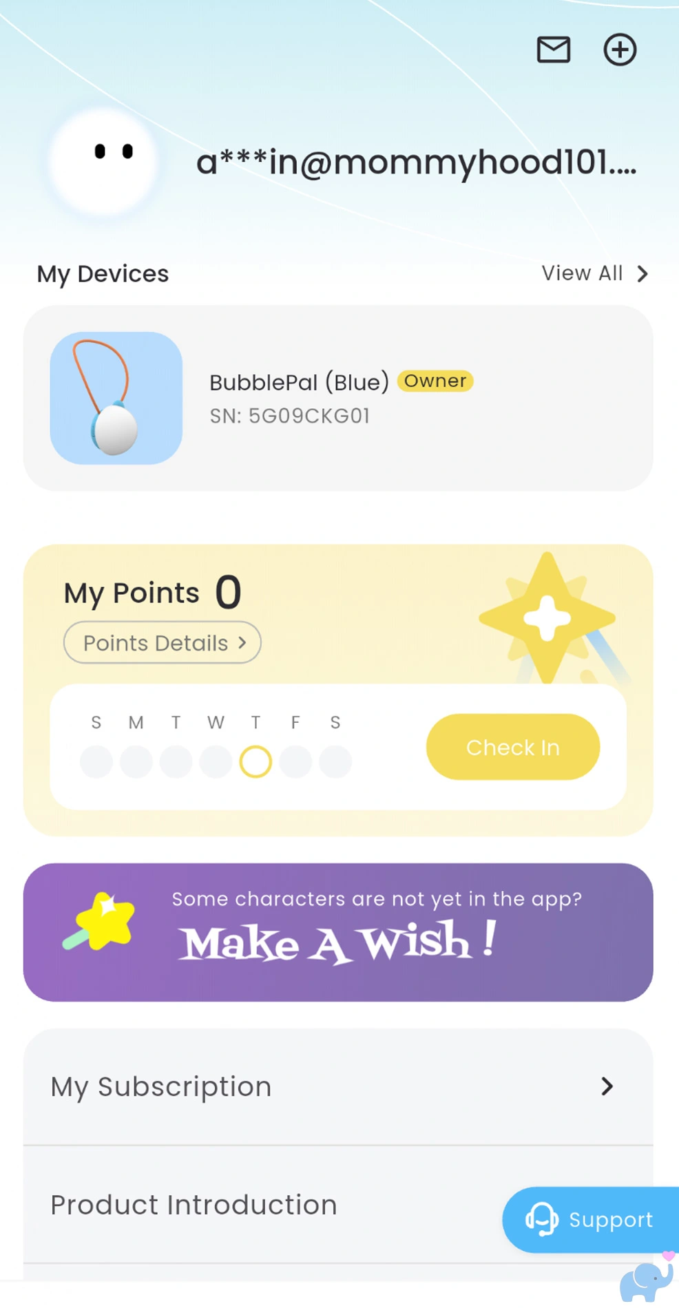 haivivi app home screen showing bubblepal set up and ready to interact