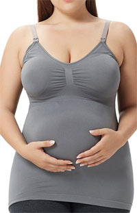 a woman wearing the hofish seamless tank top cami nursing bra