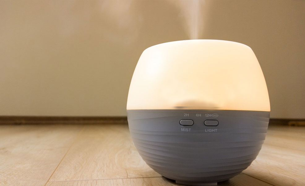 a cool mist humidifier running in a nursery
