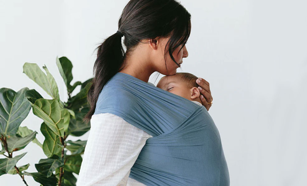 Baby K'tan Breeze Baby Wrap Carrier, Infant and Child Sling - Simple Wrap Holder for Babywearing - No Rings or Buckles - Carry Newborn up to 35 lbs, Black, Large(W